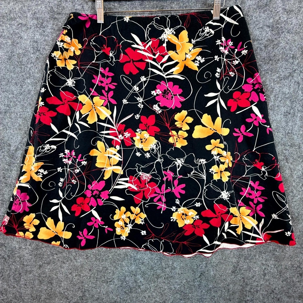 Vintage Notations A-Line Skirt Womens XL Dark Floral‎ Boho 90s Summery